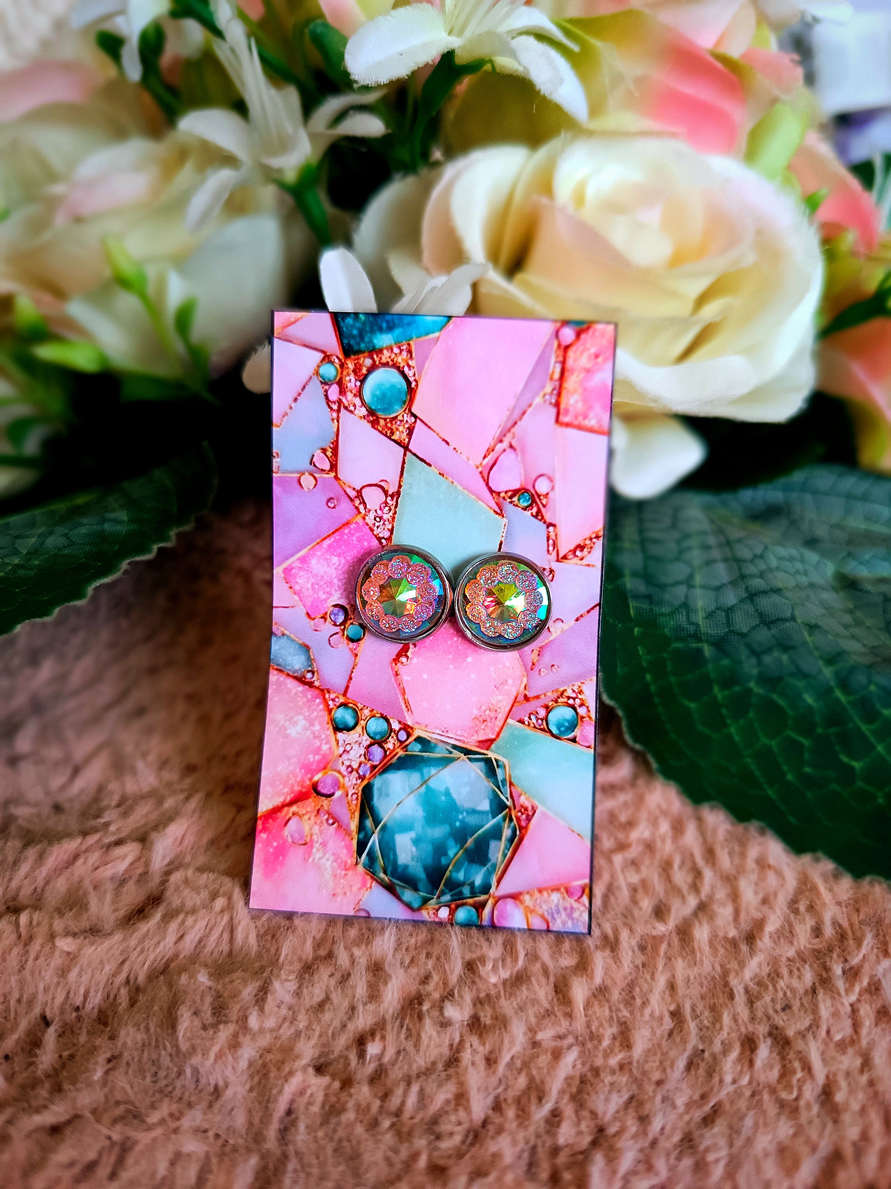 Rózsaszín bedugós nikkelmentes fülbevaló